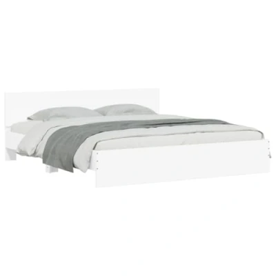 Abbildung von vidaXL Bettgestell, Bettrahmen mit Lattenrost, Bett Gästebett Kopfteil LED Beleuchtung, Doppelbett Schlafzimmerbett Schlafzimmermöbel, Weiß 200x200cm