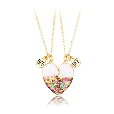 Abbildung von IERCZA Freundschaftskette, Freundschafts Anhänger Halsketten Set Best Friends Kette, BFF Halskette, Herz Lila für 2 Mädchen, Geburtstagsgeschenk beste Freunde（rosa Farbverlauf）