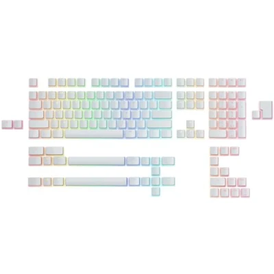 Abbildung von Glorious Gaming 145x Aura Keycaps V2 PBT Pudding Keycaps, RGB freundlich, Material für höhere Haltbarkeit &amp; satten Sound, passt auf jeden MX Style Schaft, US/GB Layout Weiß