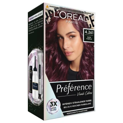 Abbildung von L&#039;Oréal Paris intensive dauerhafte Haarfarbe, Bis zu 8 Wochen glänzendes Haar und Farbe, Préférence Vivid Colors, Farbe: 4.261 DARK PURPLE, 1 Stück