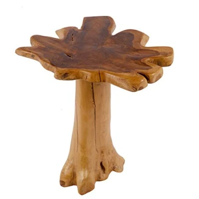 Abbildung von riess ambiente Beistelltisch ROOT 53cm natur, Nachttisch · Massivholz Hocker mit Jahresringen Teakholz