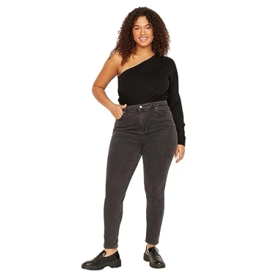 Abbildung von Trendyol Damen Gerade Hohe Taille Plus Size Jeans Jeans, Gray, 42 Große Größen EU