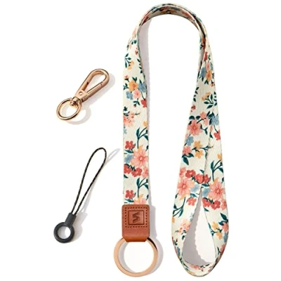 Abbildung von SENLLY Umhängeband Schlüsselband Neck Lanyard strip mit und echtem Leder, für Schlüssel, ID Badge Card Holder, Ausweishülle, Mobile Handys Telefon