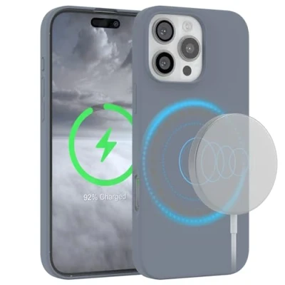 Abbildung von EAZY Case Silikonhülle für iPhone 16 Pro Max Hülle mit Qi Charging Silikon Schwarz weich stoßfeste Handyhülle Schutzhülle Kameraschutz Dünn Schutz Cover TPU Bumper Stahl Blau