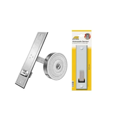 Abbildung von Schellenberg 50400 Einlasswickler MAXI + 53603 Abdeckplatte Standard, Lochabstand 18,5 cm, Gurtwickler für Rollladengurte mit 23 mm Breite inklusive passender Blende in Weiß