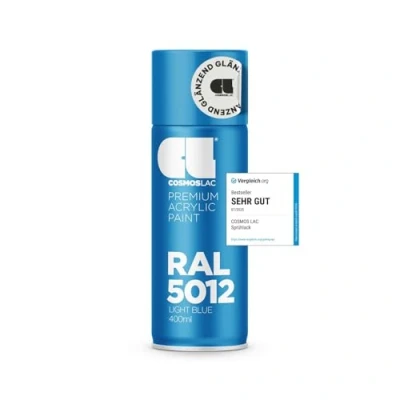 Abbildung von COSMOS LAC Sprühlack blau, glänzend Spraydosen Sprühfarbe DIY Lack Acryllack Spray Farbspray Sprühdose Lackspray Farbe für Kunststoff, Metall, uvm. (RAL 5012 lichtblau)