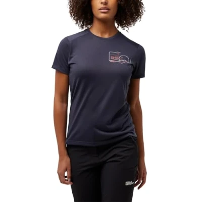 Abbildung von Jack Wolfskin Vonnan Graphic T W Sport Tshirt, Damen, Größe: Medium, Graphite