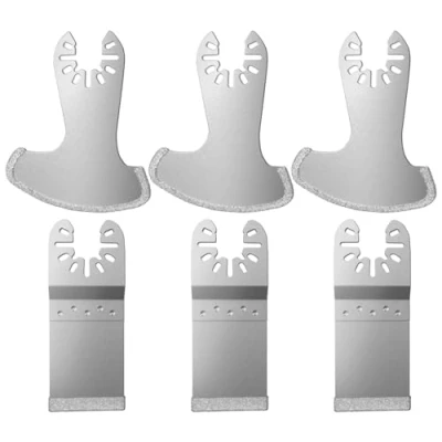 Abbildung von LEILUO Oszillierende Multitool Klingen 6er Pack Diamant Multifunktionswerkzeug Set für Fugenentfernung Passend DeWalt Milwaukee Makita Ryobi und mehr