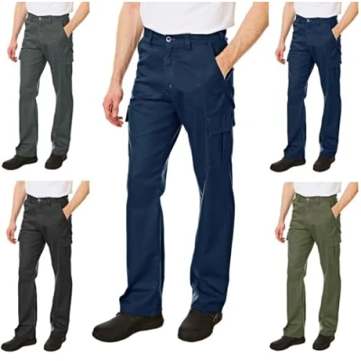 Abbildung von Lee Cooper LCPNT205 Herren Pflegeleichte Berufssicherheitshose im klassischen Cargo Stil mit mehreren Taschen, Marine, 32W / 31L