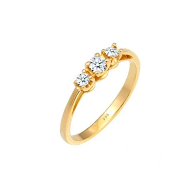 Abbildung von Elli DIAMONDS Ring Damen Verlobung Edel Trio mit Diamant (0.22 ct.) in 585 Gelbgold