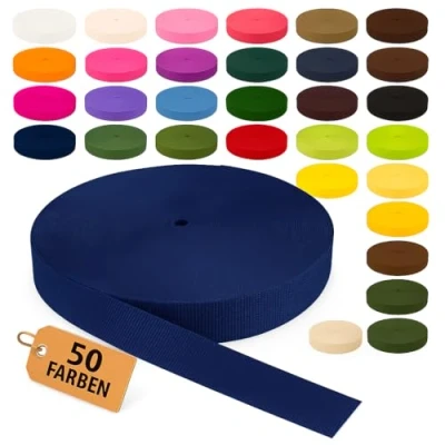 Abbildung von KBBB Gurtband Polypropylen 2m oder 5m lang 50 Farben Breiten: 10mm 15mm 20mm 25mm 30mm 40mm 50mm