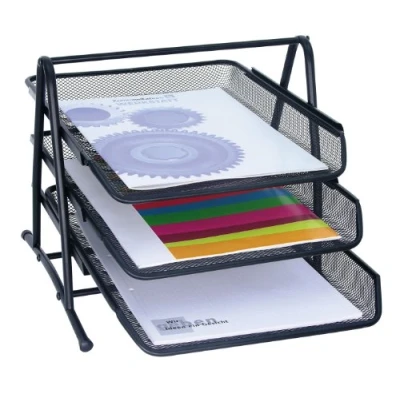 Abbildung von Wedo 65801 Briefablage Office (aus Drahtmetall, 3 Fächer, passend bis C4 Format, 35 x 30 27 cm) schwarz