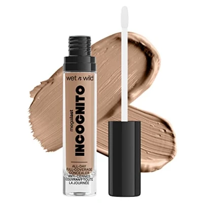 Abbildung von wet n wild, Megalast Incognito Full Coverage Concealer, Nahtlos, hochpigmentiert, aufbaubar, mittel bis volle Deckkraft, mattes Finish, nährend und feuchtigkeitsspendend, mit Sheabutter, Light Honey