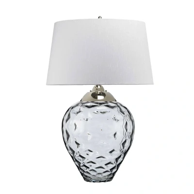 Abbildung von Elstead Lighting QN Samara TL LRG SMK QUINTIESSE Tischleuchte 1x40W E27 + 1x7W LED GU10 3000K Stahl Nickel poliert, Kunstseide hellgrau H: