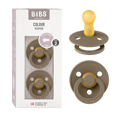 Abbildung von BIBS Colour Schnuller 2er Pack, BPA frei, Kirschform Nippel. Naturkautschuk/Latex, Hergestellt in Dänemark. Größe 2 6+ Monate Dark Oak/Dark Oak