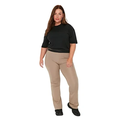 Abbildung von Trendyol Damen Regular Plus Size Jogginghose Trainingshose, Nerz Farbe, XL