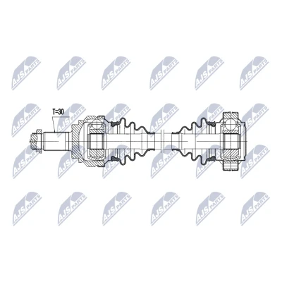 Abbildung von NTY NPW BM 212 Antriebswelle Hinterachse links 620mm Automatikgetriebe BMW: 3 Touring, Limousine, Coupe