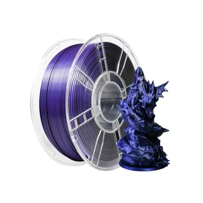 Abbildung von iBOSS PLA+ Filament Seide blau schwarz lila, helles 3D Druckmaterial, 1,75 mm +/ 0,02 mm, 1 kg/Spule, 2,2 Pfund kompatibel mit den meisten FDM Druckern (blau, und lila)