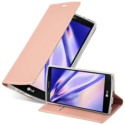 Abbildung von Cadorabo Hülle kompatibel mit LG G4 / Plus aus Premium Kunst Leder Flip Klappbare Stoßfeste Magnetische [Standfunktion] [Kartenfächern] Cover für Tasche in Rosa