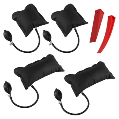 Abbildung von QWORK® 4 Stücke Montagekissen, Hebekissen Luftkissenheber, Air Pump Wedge, Belastung bis 200kg (Platz+ Rechteck)