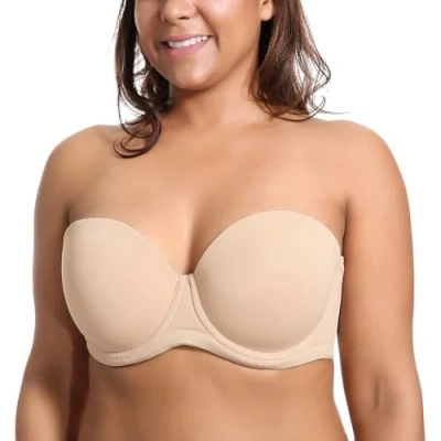 Abbildung von DELIMIRA Damen Trägerloser BH Bügel mit geformte Cups Beige 85D