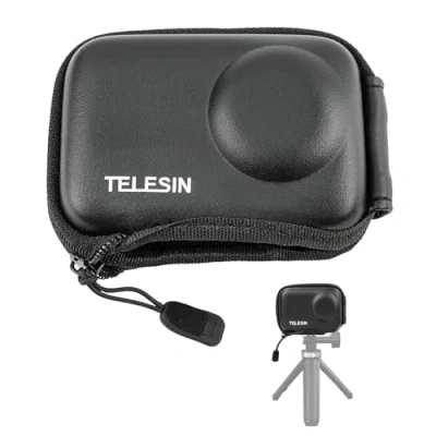Abbildung von TELESIN Mini Tragetasche für DJI Osmo Action 5 Pro/4/3, Reisetasche mit halbem Reißverschluss, Tasche unterstützt den Anschluss von Selfie Stick und Stativ Pro/4/3 Zubehör