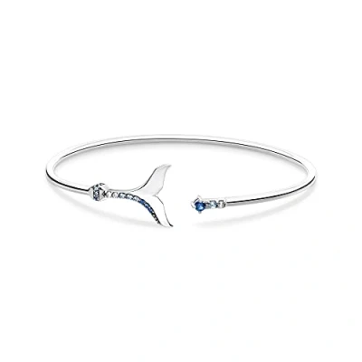 Abbildung von Thomas Sabo Damen Armreif Schwanzflosse mit blauen Steinen, 925 Sterlingsilber, geschwärzt, Länge: 16 cm, AR109 644 1 L16