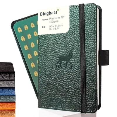 Abbildung von Dingbats* Tierwelt Kleines Notizbuch A6 Liniert Hardcover PU Leder Journal für Arbeit, Reisen Elastischer Verschluss, Stifthalter, Lesezeichen