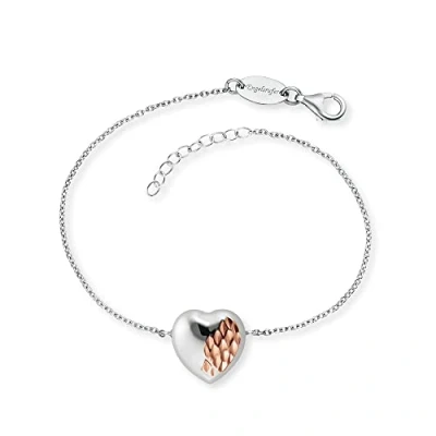 Abbildung von Engelsrufer Damen Armband silber aus Sterling und bicolor Herz Anhänger roségold Karabinerverschluss in drei Längen verstellbar nickelfrei