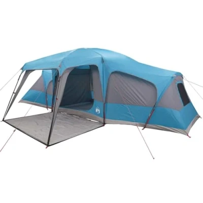 Abbildung von vidaXL Familienzelt mit Vorzelt 9 Personen Blau Wasserdicht, Campingzelt, Gartenzelt, wasserdichtes Zelt, leichtes Wanderzelt