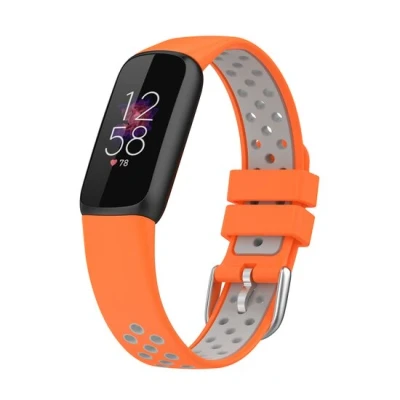 Abbildung von Fitbit Luxe Silikon Sportband Größe: Large Orange + grau