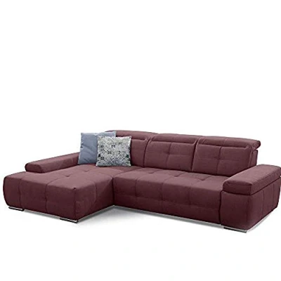 Abbildung von Cavadore Eckcouch Mistrel mit verstellbaren Kopfteilen, Ecksofa leichter Fleckentfernung dank Soft Clean, geeignet für Haushalte Kindern, Haustieren, 273 x 77 173, rot