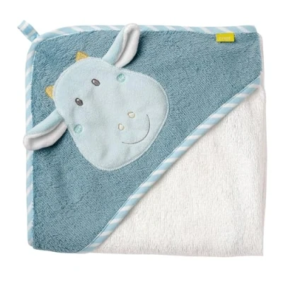 Abbildung von Fehn Badetuch Baby Drache Badehandtuch Kinder Poncho aus Frottee Handtuch mit süßem Drachen Babybadetuch Kapuze für Babys und Kleinkinder ab 0+ Monaten Kapuzenhandtuch Maße 80 x cm