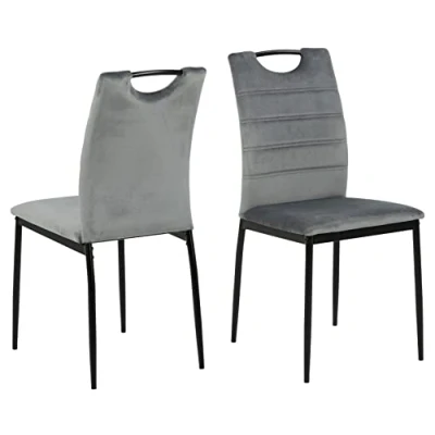 Abbildung von ACTONA GROUP Esszimmerstuhl &quot;Dia&quot;, 4 St., Samtvelours, Dia (Set, St) in grau mit Handgriff