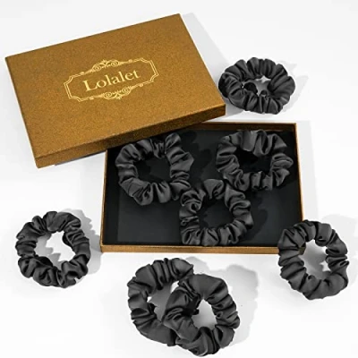 Abbildung von (8 Stück) Lolalet Haargummis Seide Scrunchies für Damen, Premium Satin Haargummis, Weiche Elastische Silk Pferdeschwanzhalter Damen Frauen Mädchen Haarschmuck 8 Farben Stil B
