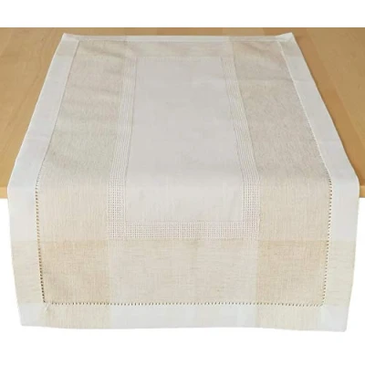 Abbildung von matches21 HOME &amp; HOBBY Tischdecke Tischläufer Leinenoptik Hohlsaum 50x100cm (1 tlg)