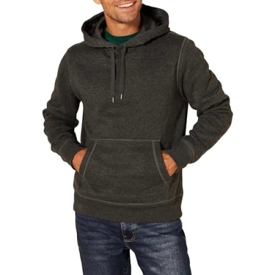Abbildung von Amazon Essentials Herren Fleece Kapuzenpulli (erhältlich in den Größen Big &amp; Tall), Dunkelgrau Meliert, S