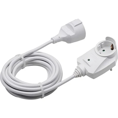 Abbildung von Meister Schutzkontakt Verlängerung mit Zusatzstecker 5 m Kabel weiß IP20 Innenbereich / Powersplit Verlängerungskabel Überspannungsschutz Schuko 7430670