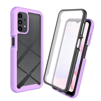 Abbildung von XINNI Hülle für Samsung Galaxy A13 4G, 360 Grad Stoßfeste Schutzhülle mit Integriertem Bildschirmschutz, Robuster Bumper Outdoor Full Body Case, Helles Lila