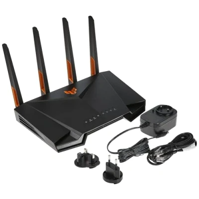 Abbildung von ASUS TUF Gaming AX4200 Dual Band WiFi 6 Router mit mobilem Tethering (Ersatz von 4G 5G Routern), 2,5 Gbit/s Port, mobiler Spielmodus, kostenlose Internetsicherheit, AI Mesh, Gear Accelerator, Adaptive