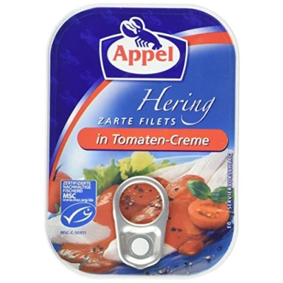 Abbildung von Appel Heringsfilets, zarte Fisch Filets in Tomaten Creme, MSC zertifiziert, 100g