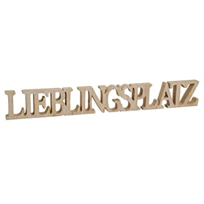 Abbildung von levandeo Buchstaben Lieblingsplatz B x H T: 60x8x2,5cm Holz Natur Braun Schriftzug Deko Shabby Chic Vintage