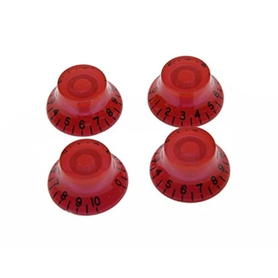 Abbildung von kaish 4 rot W/schwarz Nummer LP Gitarre Bell Knobs Potiknöpfe Top Hat Knöpfe für Les Paul