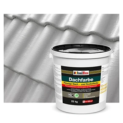 Abbildung von Isolbau Dachfarbe 25 kg RAL Farbe Fassadenfarbe Nano Dachlack Sockelfarbe Wetterfest Lösemittelfrei, Wasserdicht, UV beständig Steingrau