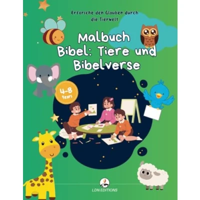 Abbildung von Färbe die Bibel: Tiere und Bibelverse: Christliches Malbuch für Kinder (4 8 Jahre) mit 65 Illustrationen von biblischen Geschichten, einschließlich Tieren, dazugehörigen Verweisen