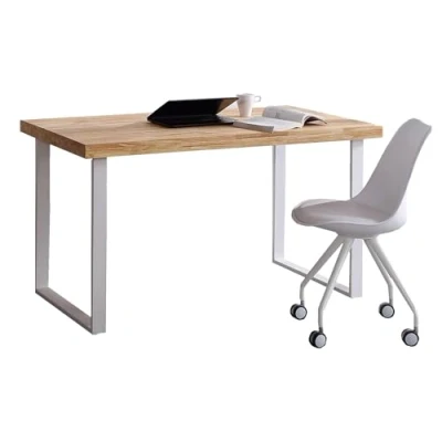 Abbildung von Skraut Home Schreibtisch Studiertisch Natural Modell 120 x 60 73 cm Farbe Eichenholz Weiße Metallbeine im nordischen Stil