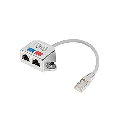 Abbildung von Lanberg AD 0026 S Rj45 Stecker auf Buchse 2x Splitter Fast Ethernet T Adapter grau
