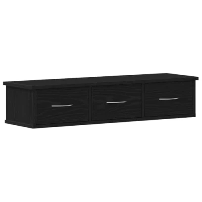 Abbildung von vidaXL Wandschrank Schwarz Eichen Optik 88x26x18,5 cm Holzwerkstoff, TV Hängeschrank, Hängeschränke, schwebender Schrank,
