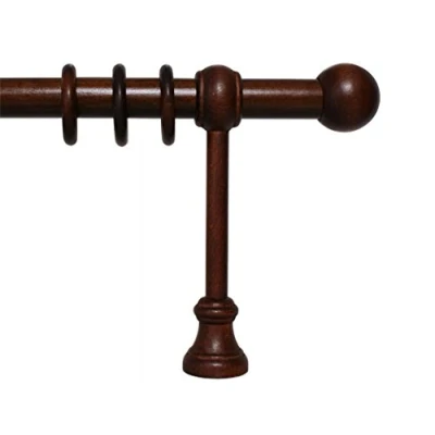Abbildung von iso design Gardinenstange aus Holz in Nußbaum mit 28 mm Ø Endstück Kugel, 200 cm