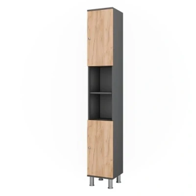 Abbildung von Vicco Hochschrank Fynn, Anthrazit/Goldkraft Eiche, 30 x 190 cm